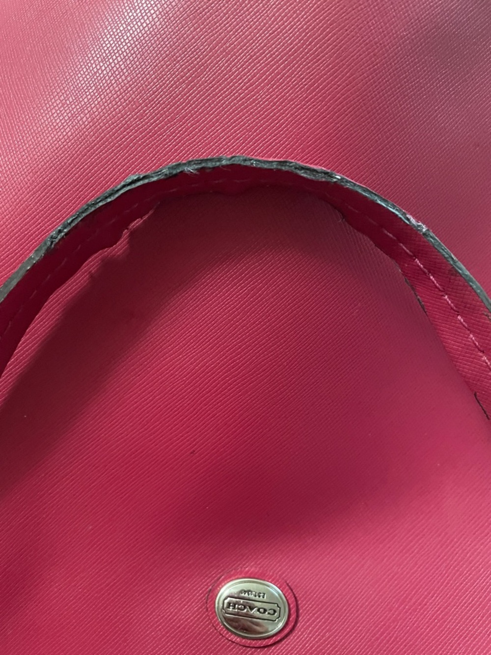 COACH Cherry Red Leather Tote with Signature Charm - Picture 13 of 16